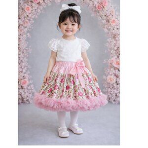 HP PINK FLORAL PETTISKIRT TUTU GIRLS SIZE 2T - 3T